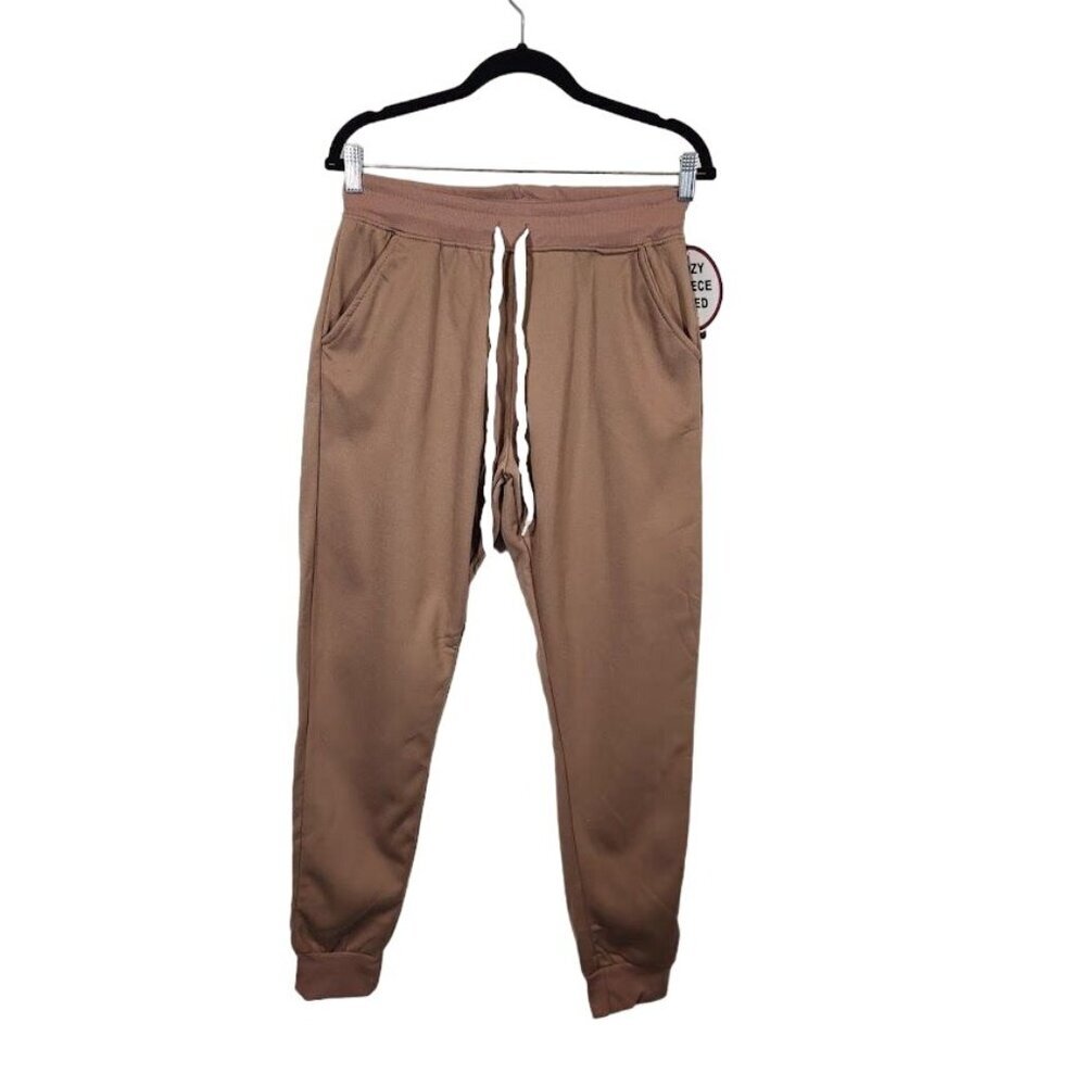 NWT Love Nation Cozy Fleece Lined‎ Jogger Sweatpants in Brown Size Medium